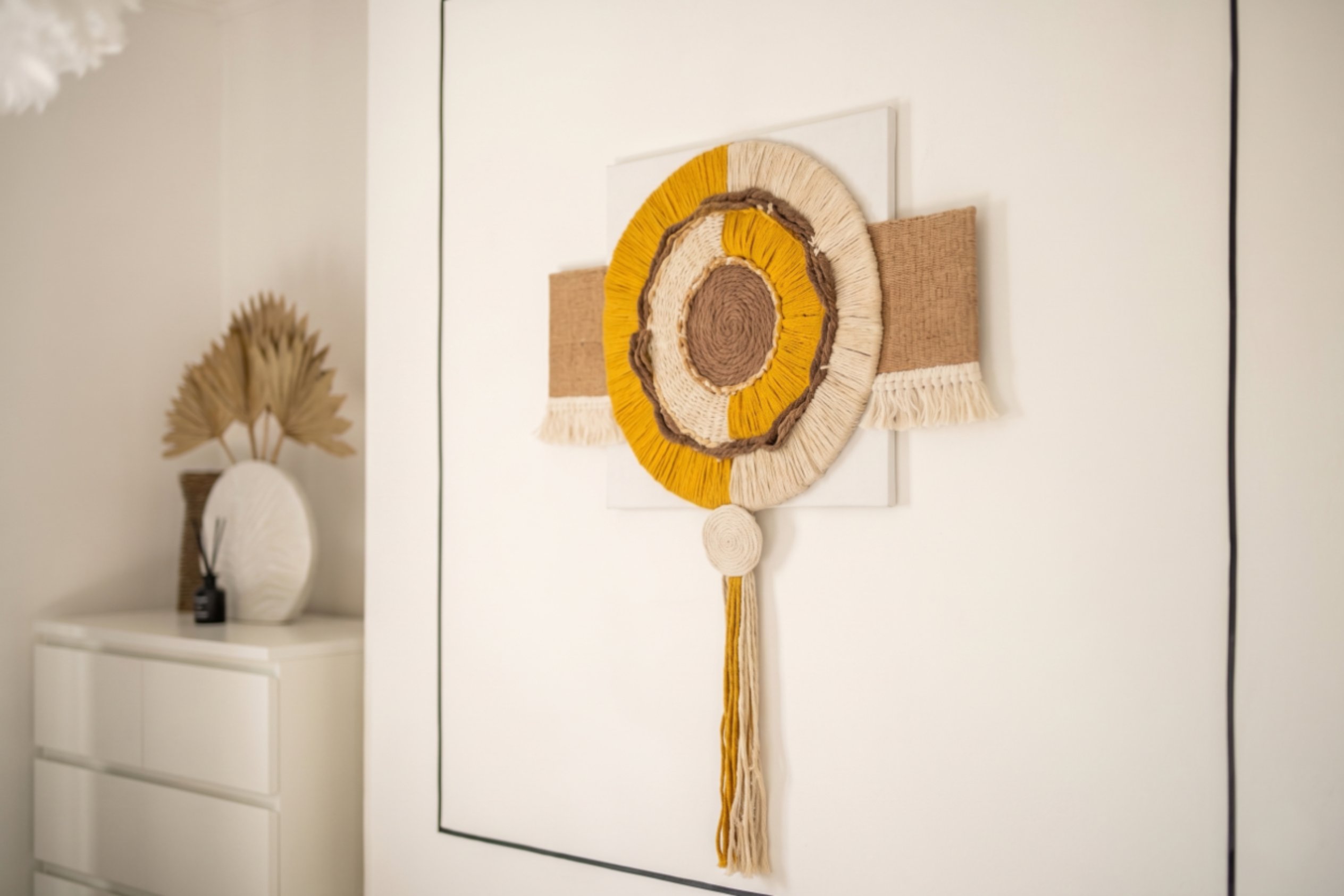 Handmade macramé rope wall piece