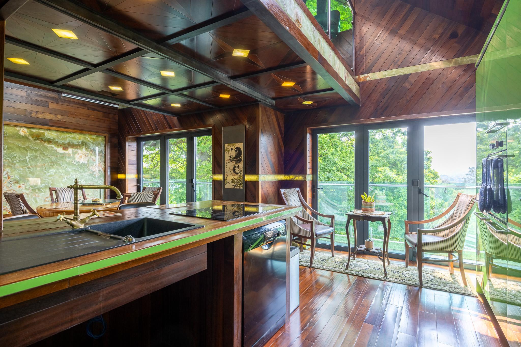 Deco Noir Colonial Cuban kitchen and balcony